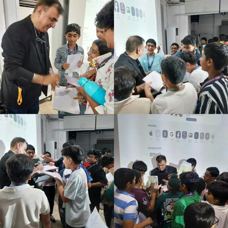 Rakshit Tandon interacting with students during an awareness session